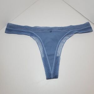 NEW True Vintage 90s Victoria Secret Blue Low Rise Sz XL Thong Sexy Sheer Trim